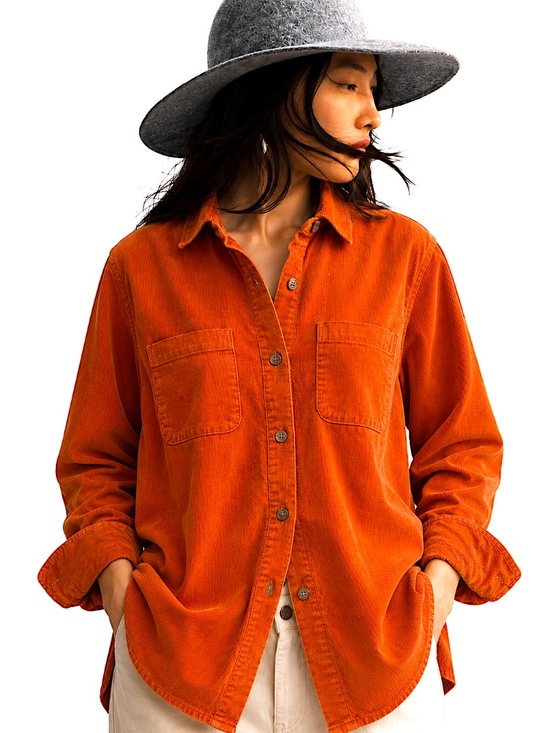 J. Crew Jackets & Blazers - J. CREW Orange Corduroy Shirt Jacket M Cotton Button Front Overshirt Pockets